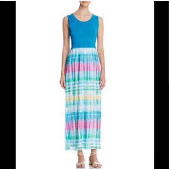 Calvin Klein Plus Size Maxi Dress Tank Dress Stretch Top Tie Dye Skirt Chiffon - Picture 13 of 13